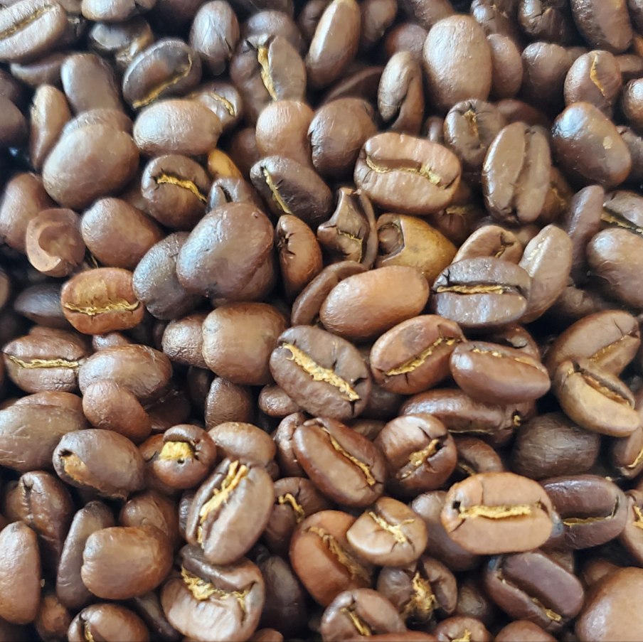 Close-up of roasted coffee beans